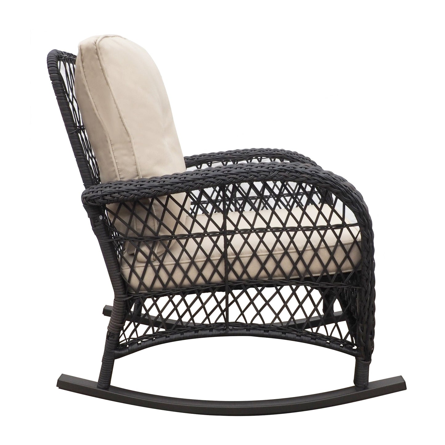 Garden Rocking Chair,Outdoor Rattan Rocker Chair with All - weather Hand - woven Resin Wicker, Patio Relaxing Lounge Furniture with Powder - coated Metal Frame for Backyard,Porch - 1st Choice Furniture Direct