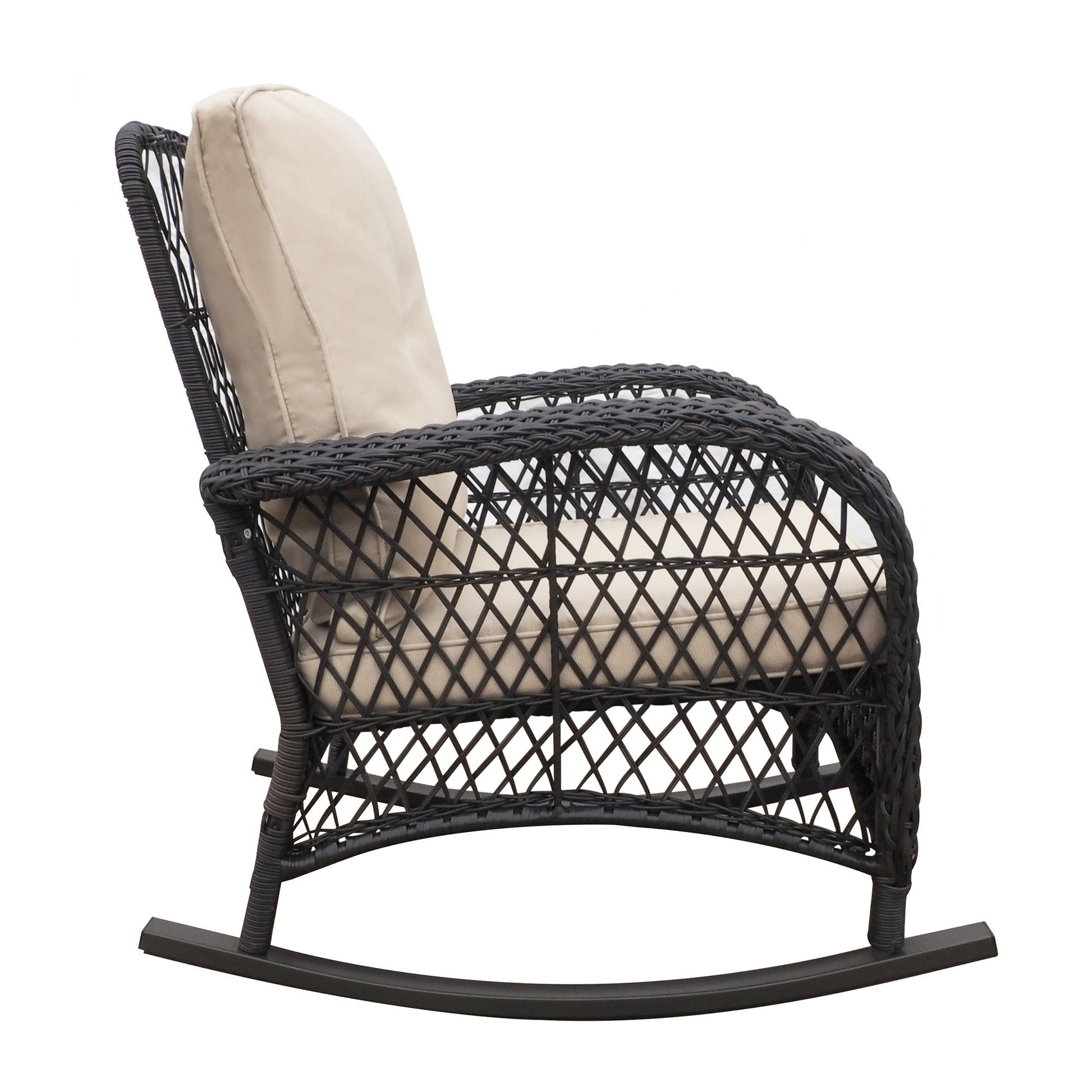 Garden Rocking Chair,Outdoor Rattan Rocker Chair with All - weather Hand - woven Resin Wicker, Patio Relaxing Lounge Furniture with Powder - coated Metal Frame for Backyard,Porch - 1st Choice Furniture Direct
