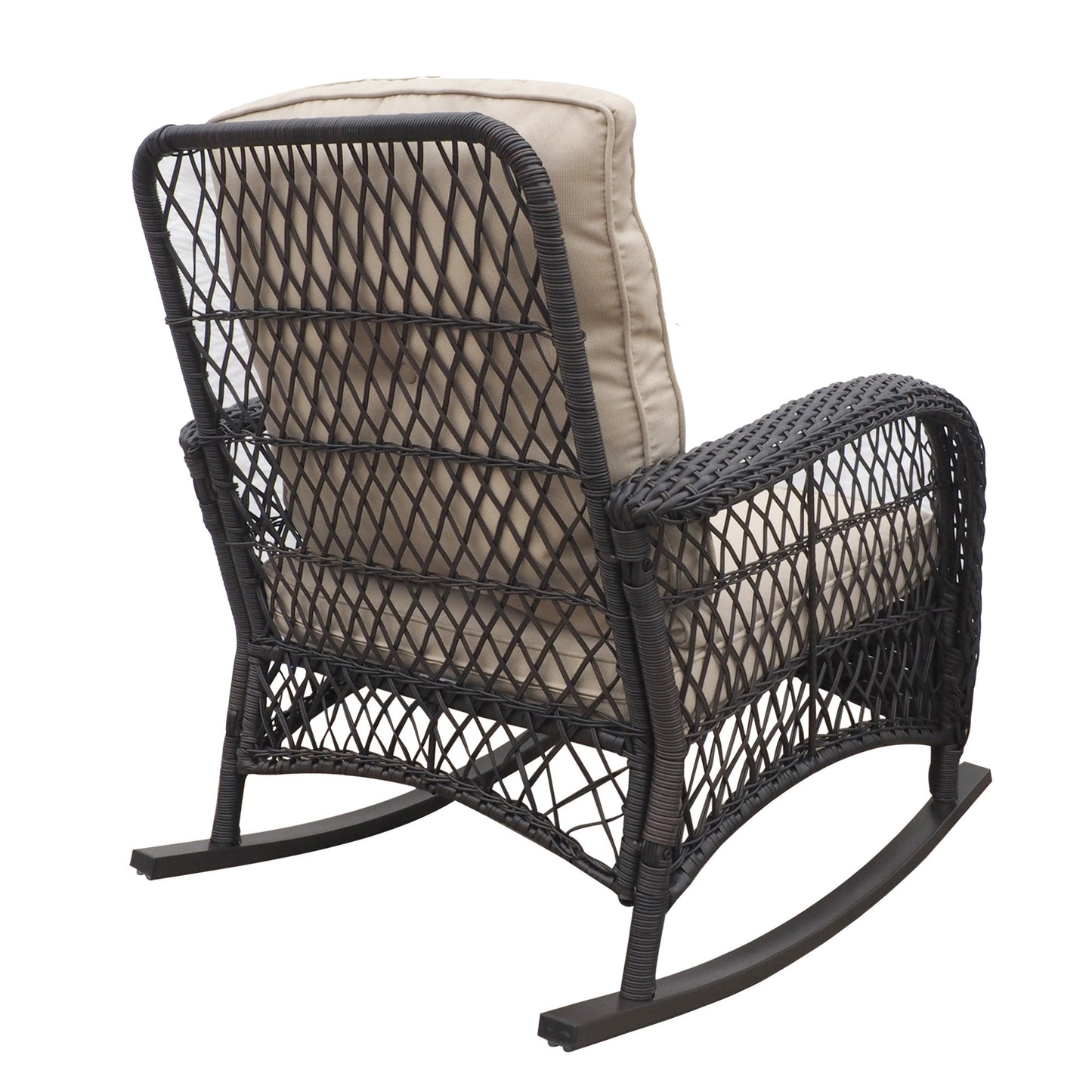 Garden Rocking Chair,Outdoor Rattan Rocker Chair with All - weather Hand - woven Resin Wicker, Patio Relaxing Lounge Furniture with Powder - coated Metal Frame for Backyard,Porch - 1st Choice Furniture Direct