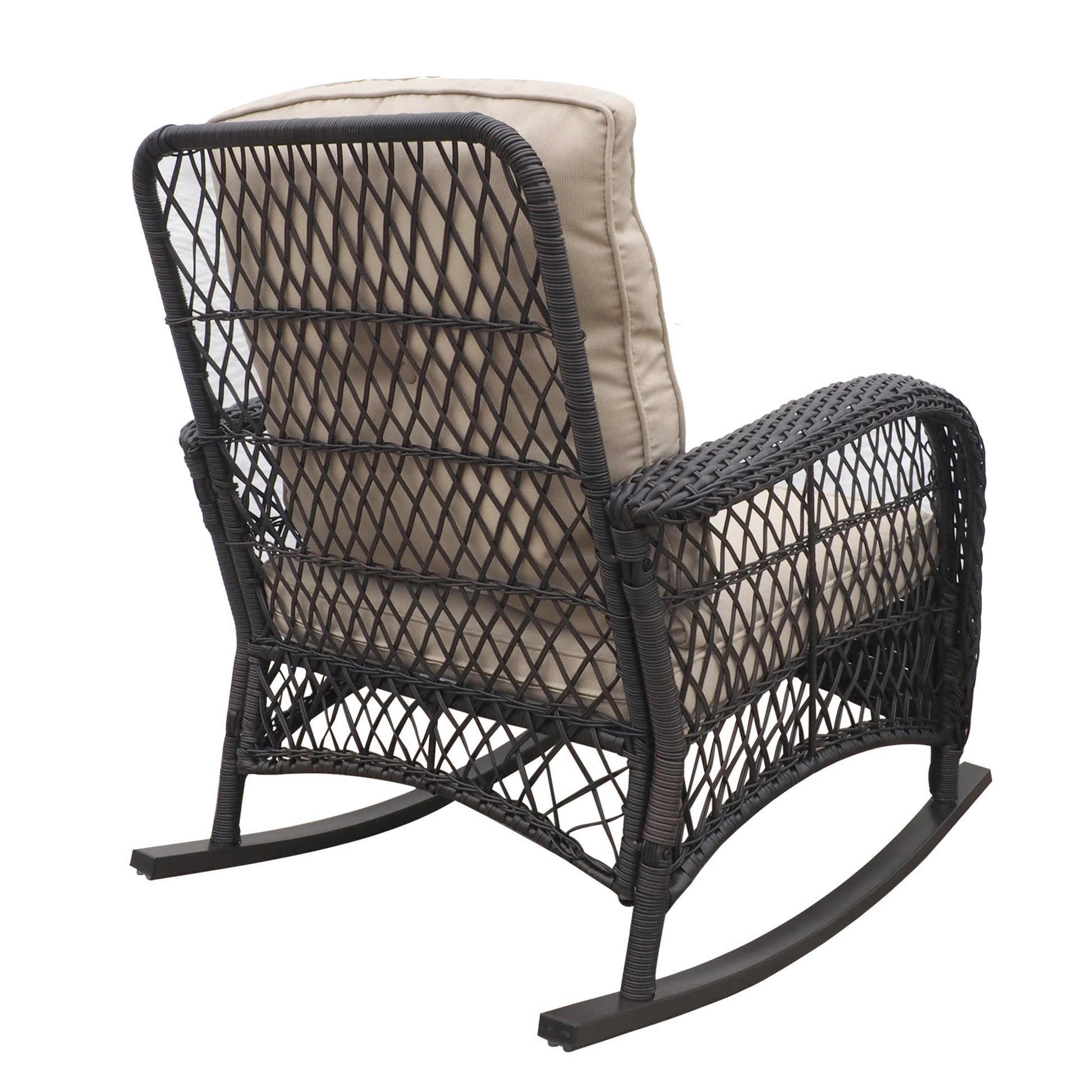 Garden Rocking Chair,Outdoor Rattan Rocker Chair with All - weather Hand - woven Resin Wicker, Patio Relaxing Lounge Furniture with Powder - coated Metal Frame for Backyard,Porch - 1st Choice Furniture Direct
