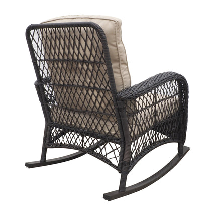 Garden Rocking Chair,Outdoor Rattan Rocker Chair with All - weather Hand - woven Resin Wicker, Patio Relaxing Lounge Furniture with Powder - coated Metal Frame for Backyard,Porch - 1st Choice Furniture Direct