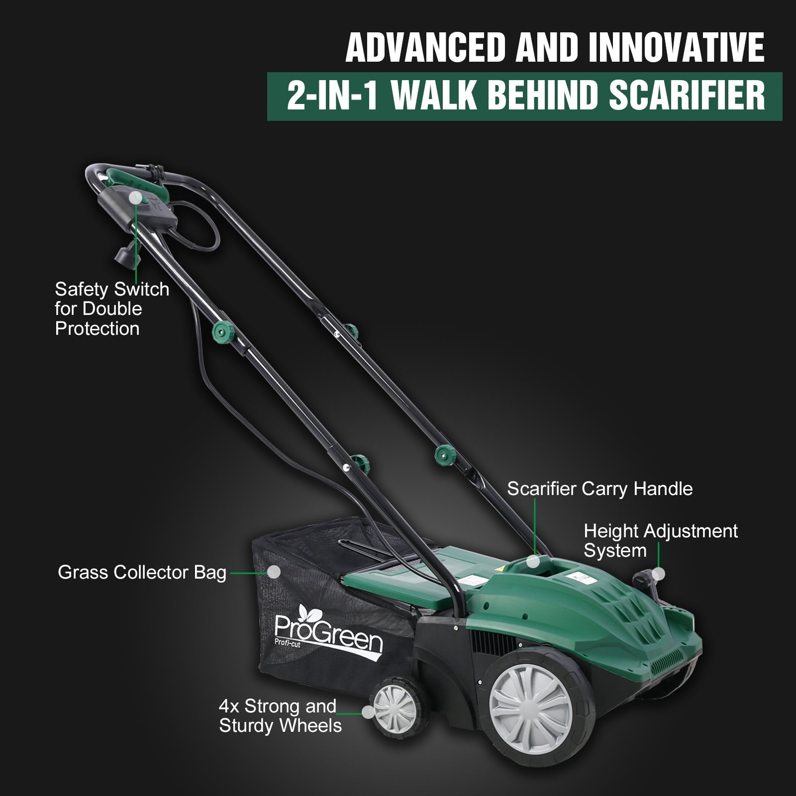 Garden Scarifier, 2 - in - 1 13INCH Dethatcher Scarifier,12 Amp Electric Lawn Dethatcher,Removable Collection Bag extra large 31.7QT, CUS Certificated - 1st Choice Furniture Direct
