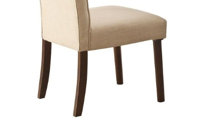 Gasha Beige Linen & Walnut Finish Side Chair (Set of 2) - 1st Choice Furniture Direct