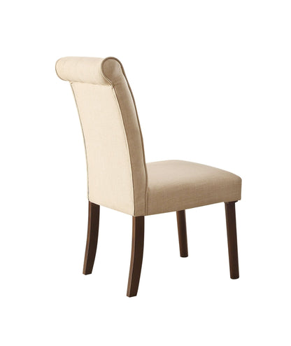 Gasha Beige Linen & Walnut Finish Side Chair (Set of 2) - 1st Choice Furniture Direct