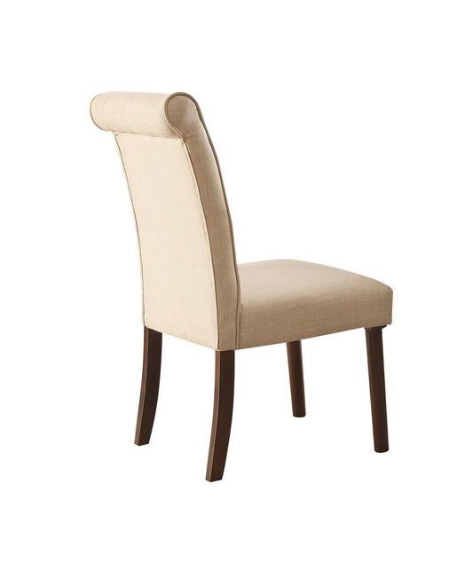 Gasha Beige Linen & Walnut Finish Side Chair (Set of 2) - 1st Choice Furniture Direct
