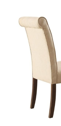 Gasha Beige Linen & Walnut Finish Side Chair (Set of 2) - 1st Choice Furniture Direct