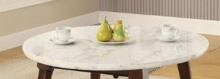 Gasha White Marble Top & Walnut Finish Coffee Table - 1st Choice Furniture Direct