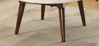 Gasha White Marble Top & Walnut Finish Coffee Table - 1st Choice Furniture Direct