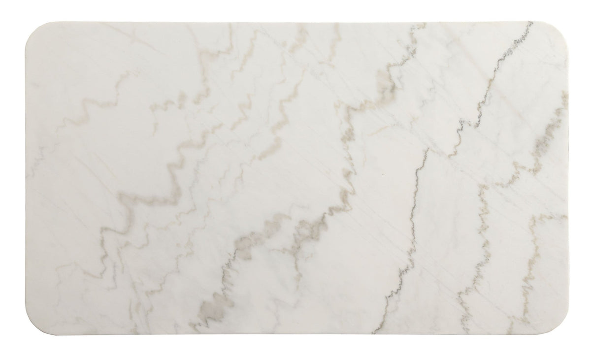 Gasha White Marble Top & Walnut Finish Dining Table - 1st Choice Furniture Direct