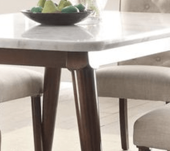 Gasha White Marble Top & Walnut Finish Dining Table - 1st Choice Furniture Direct