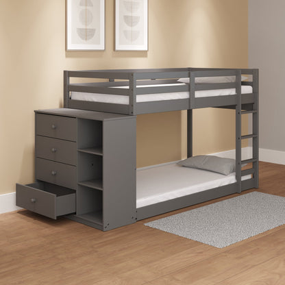 Gaston Gray Finish Twin/Twin Bunk Bed W/4 Drawers & 3 Compartments - 1st Choice Furniture Direct