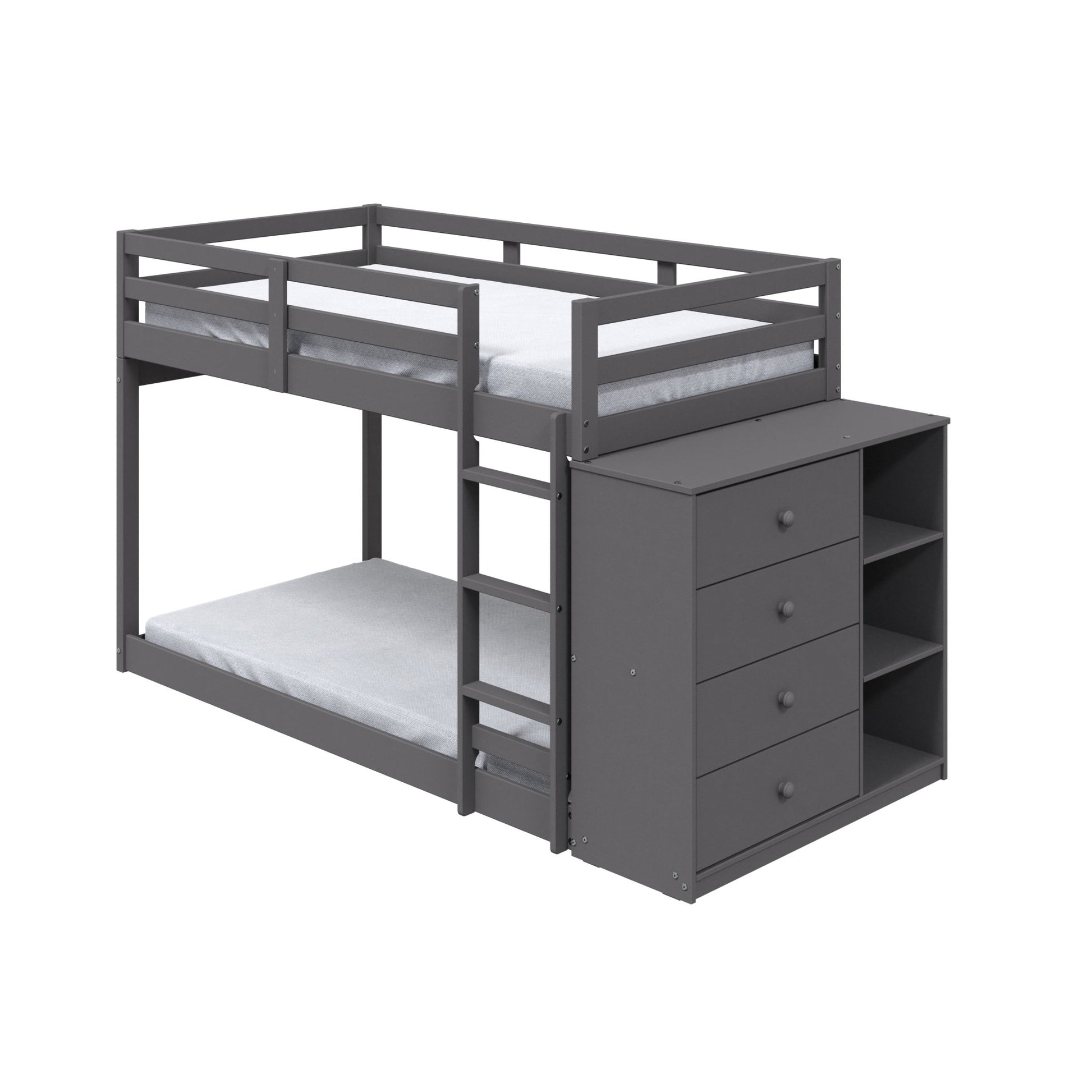 Gaston Gray Finish Twin/Twin Bunk Bed W/4 Drawers & 3 Compartments - 1st Choice Furniture Direct