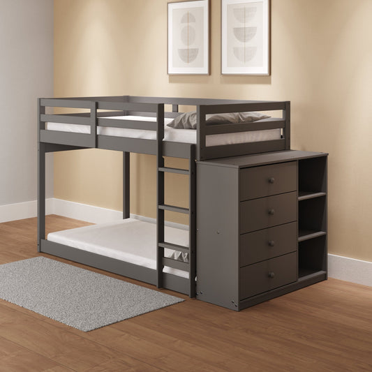 Gaston Gray Finish Twin/Twin Bunk Bed W/4 Drawers & 3 Compartments - 1st Choice Furniture Direct