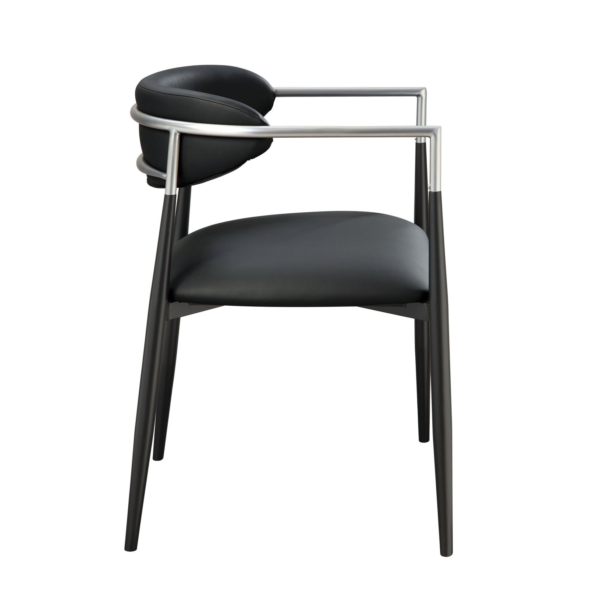 Gavan Black Synthetic Leather Arm Chair (Set of 2) - 1st Choice Furniture Direct