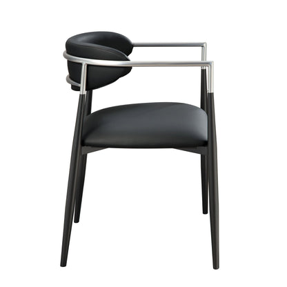 Gavan Black Synthetic Leather Arm Chair (Set of 2) - 1st Choice Furniture Direct