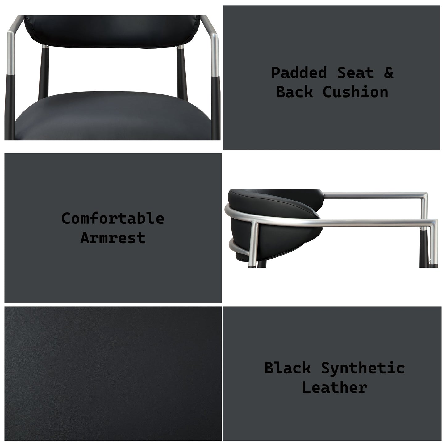 Gavan Black Synthetic Leather Arm Chair (Set of 2) - 1st Choice Furniture Direct