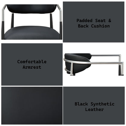 Gavan Black Synthetic Leather Arm Chair (Set of 2) - 1st Choice Furniture Direct