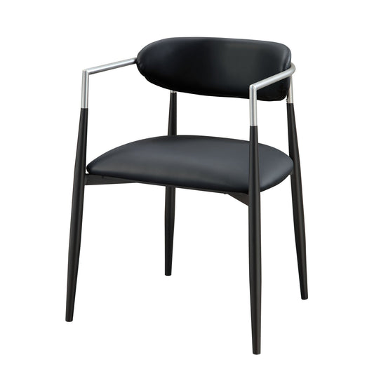 Gavan Black Synthetic Leather Arm Chair (Set of 2) - 1st Choice Furniture Direct