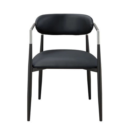 Gavan Black Synthetic Leather Arm Chair (Set of 2) - 1st Choice Furniture Direct