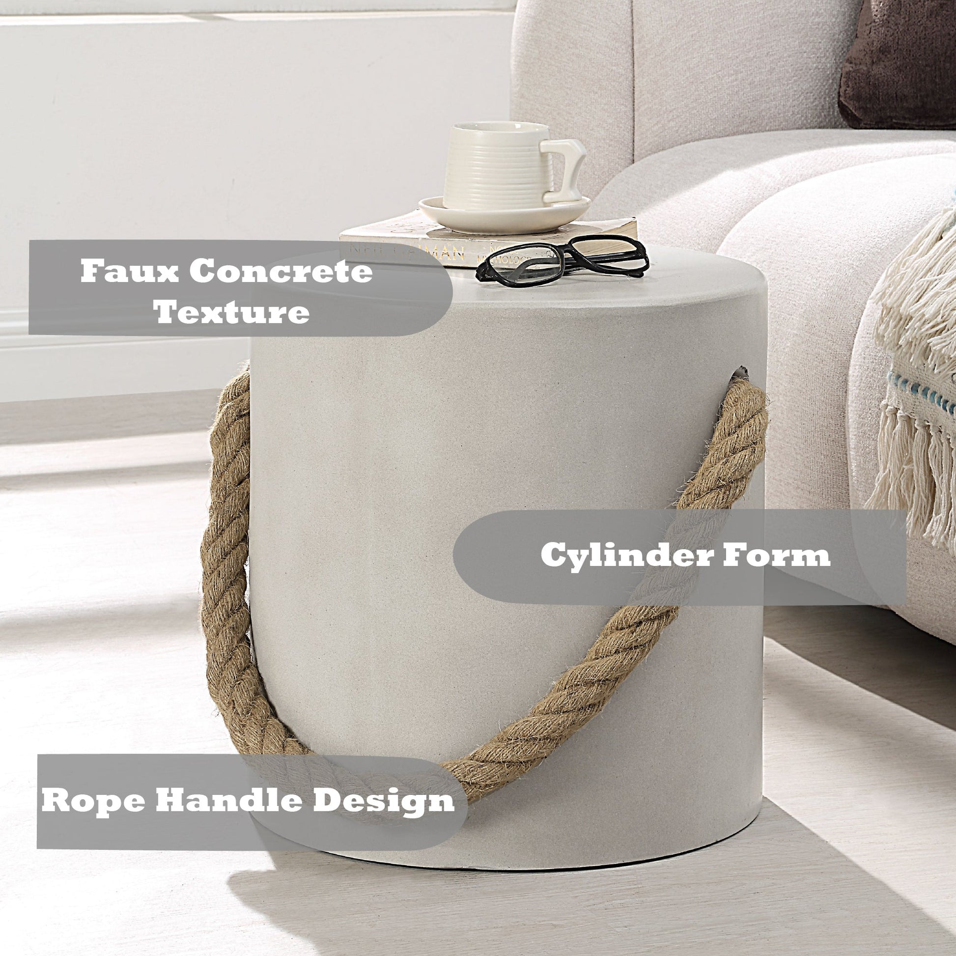 Gene Natural Gray Assembled Finish Accent Table (Environmental Friendly Cement) - 1st Choice Furniture Direct