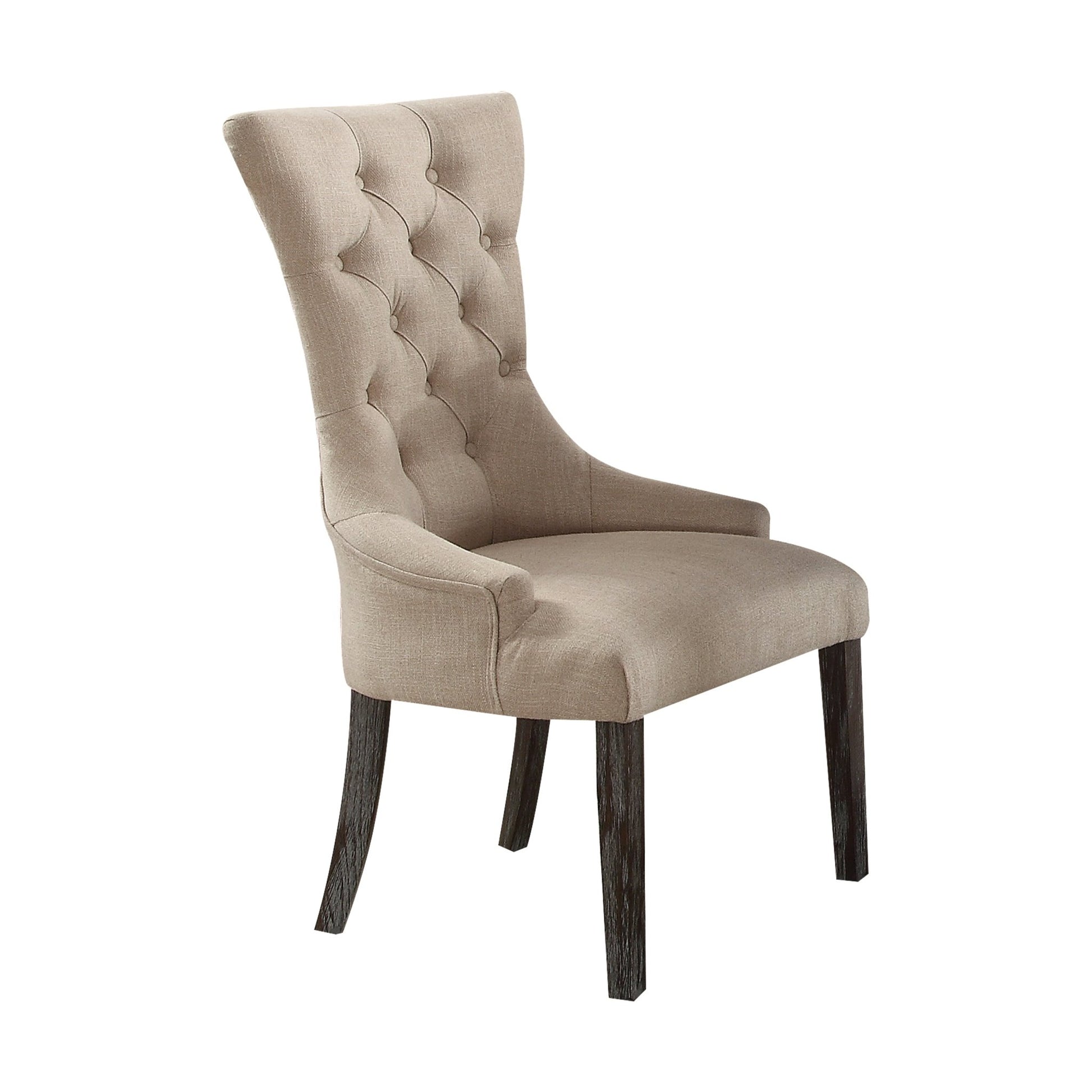 Gerardo Beige Linen & Weathered Espresso Finish Side Chair (Set of 2) - 1st Choice Furniture Direct