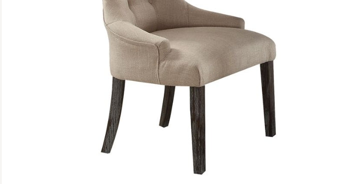 Gerardo Beige Linen & Weathered Espresso Finish Side Chair (Set of 2) - 1st Choice Furniture Direct