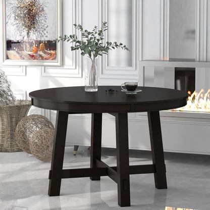 Gia Round Extendable Dining Table with 16' Leaf Wood, Espresso - 1st Choice Furniture Direct