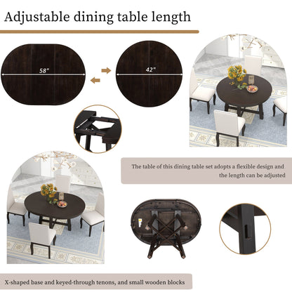 Gia Round Extendable Dining Table with 16' Leaf Wood, Espresso - 1st Choice Furniture Direct