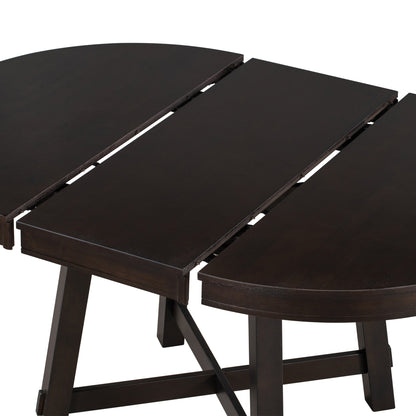 Gia Round Extendable Dining Table with 16' Leaf Wood, Espresso - 1st Choice Furniture Direct