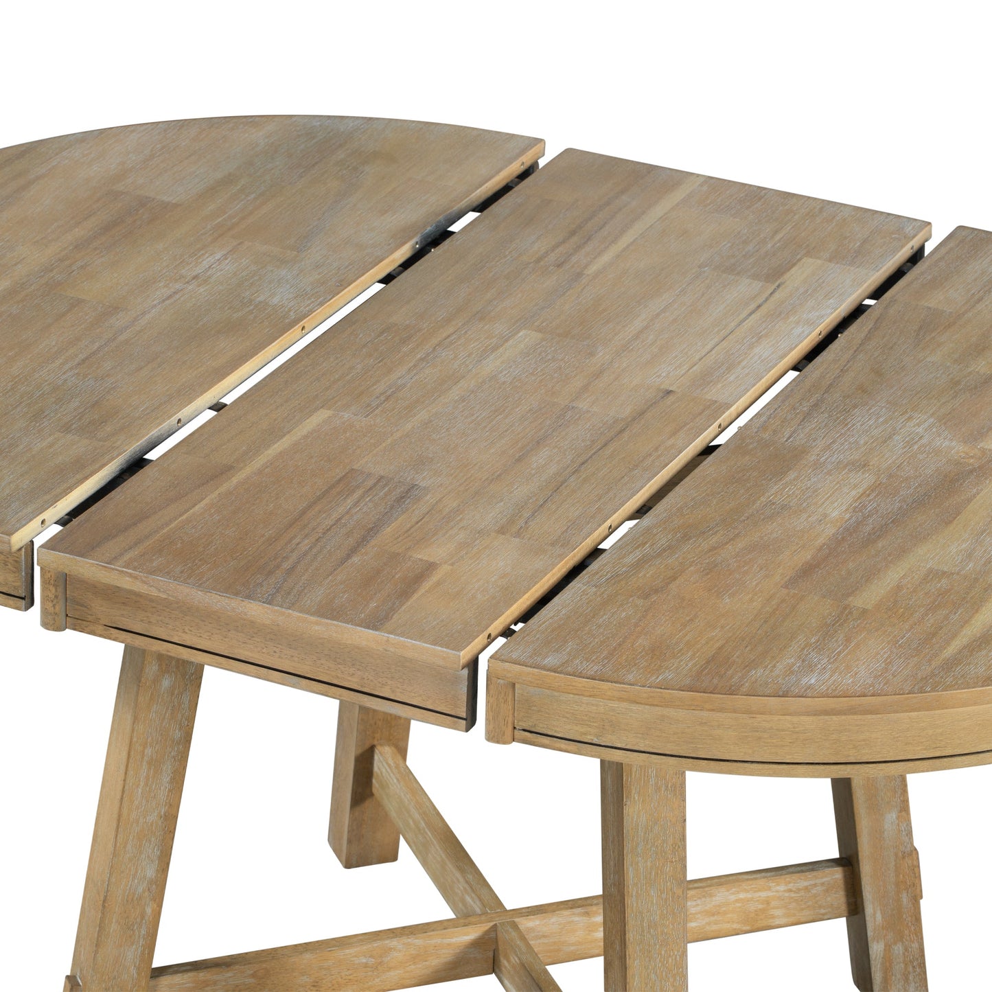 Gia Round Extendable Dining Table with 16' Leaf Wood, Natural - 1st Choice Furniture Direct