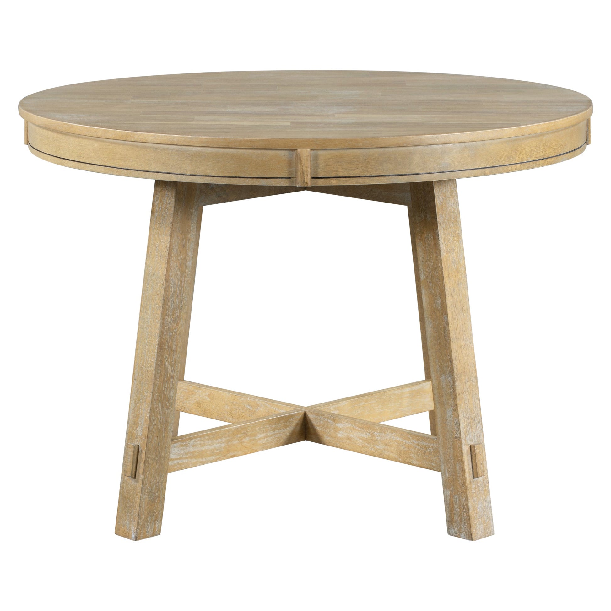 Gia Round Extendable Dining Table with 16' Leaf Wood, Natural - 1st Choice Furniture Direct
