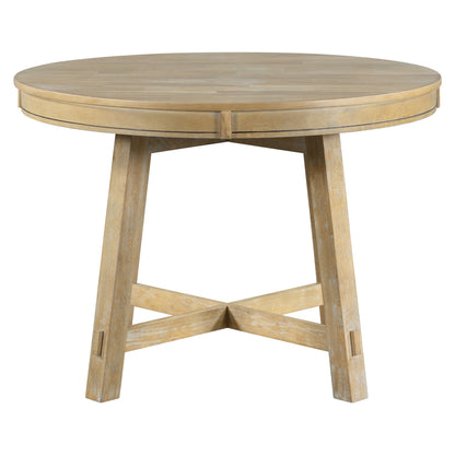 Gia Round Extendable Dining Table with 16' Leaf Wood, Natural - 1st Choice Furniture Direct
