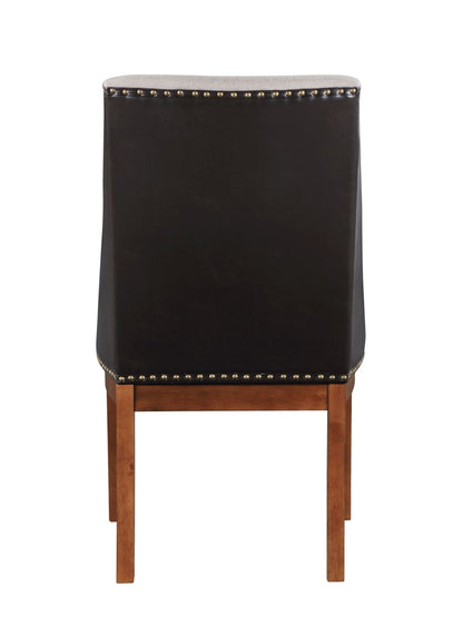 Gilsea Fabric, Brown Synthetic Leather & Brown Finish Side Chair ( Set of 2) - 1st Choice Furniture Direct
