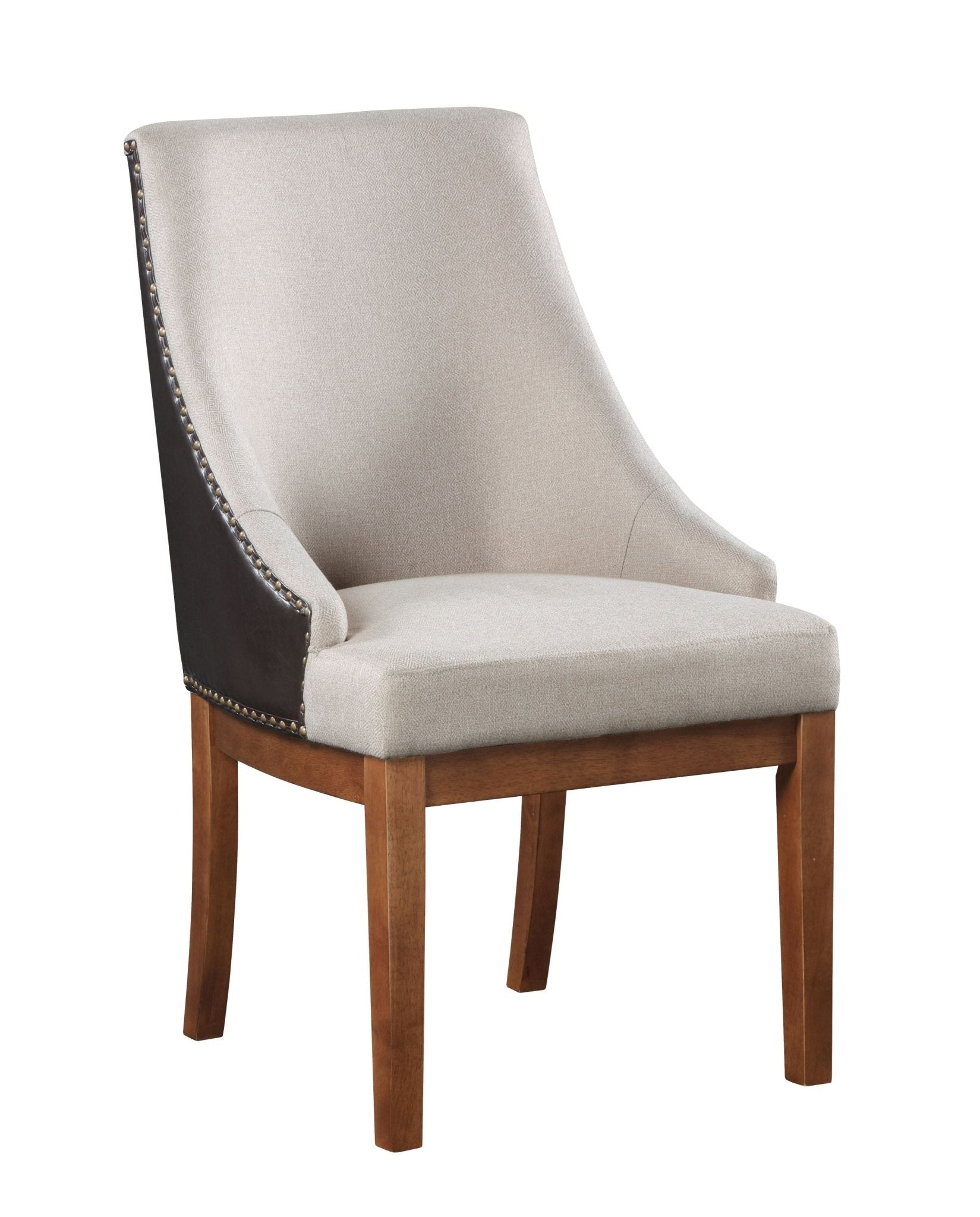 Gilsea Fabric, Brown Synthetic Leather & Brown Finish Side Chair ( Set of 2) - 1st Choice Furniture Direct