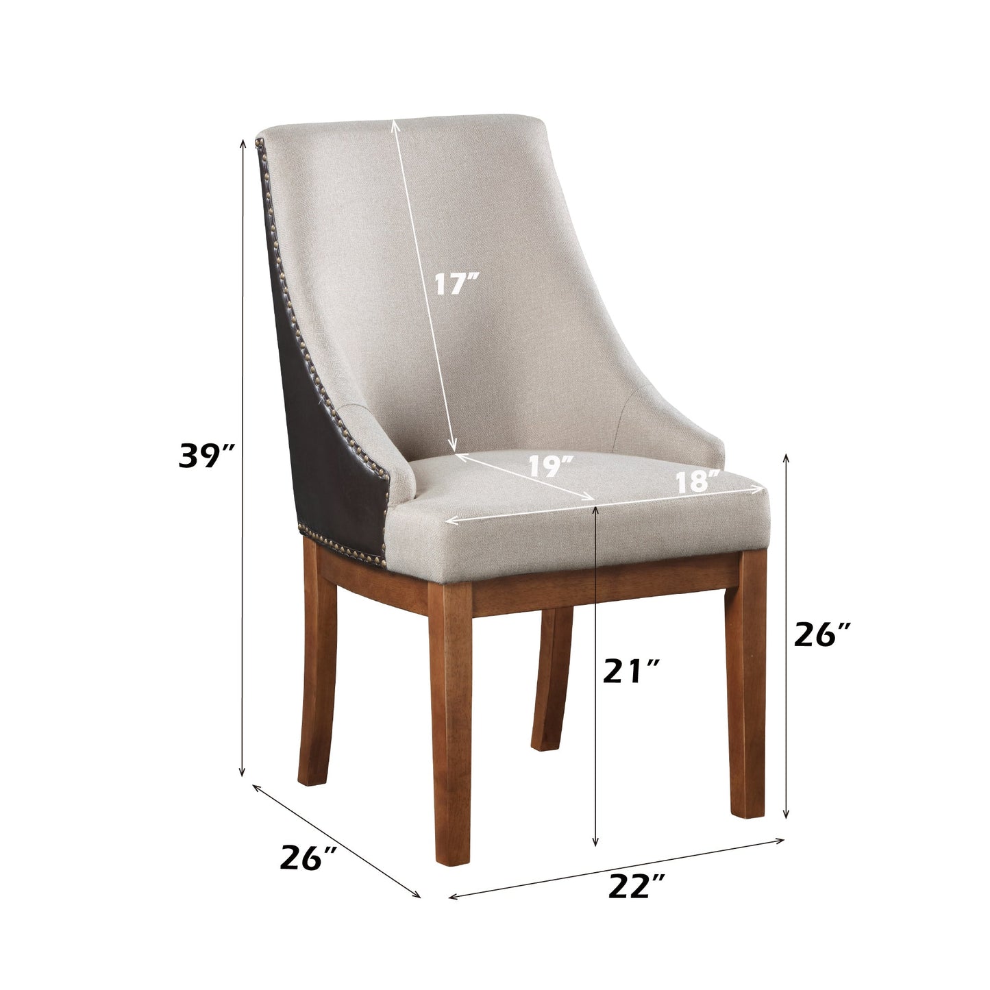 Gilsea Fabric, Brown Synthetic Leather & Brown Finish Side Chair ( Set of 2) - 1st Choice Furniture Direct