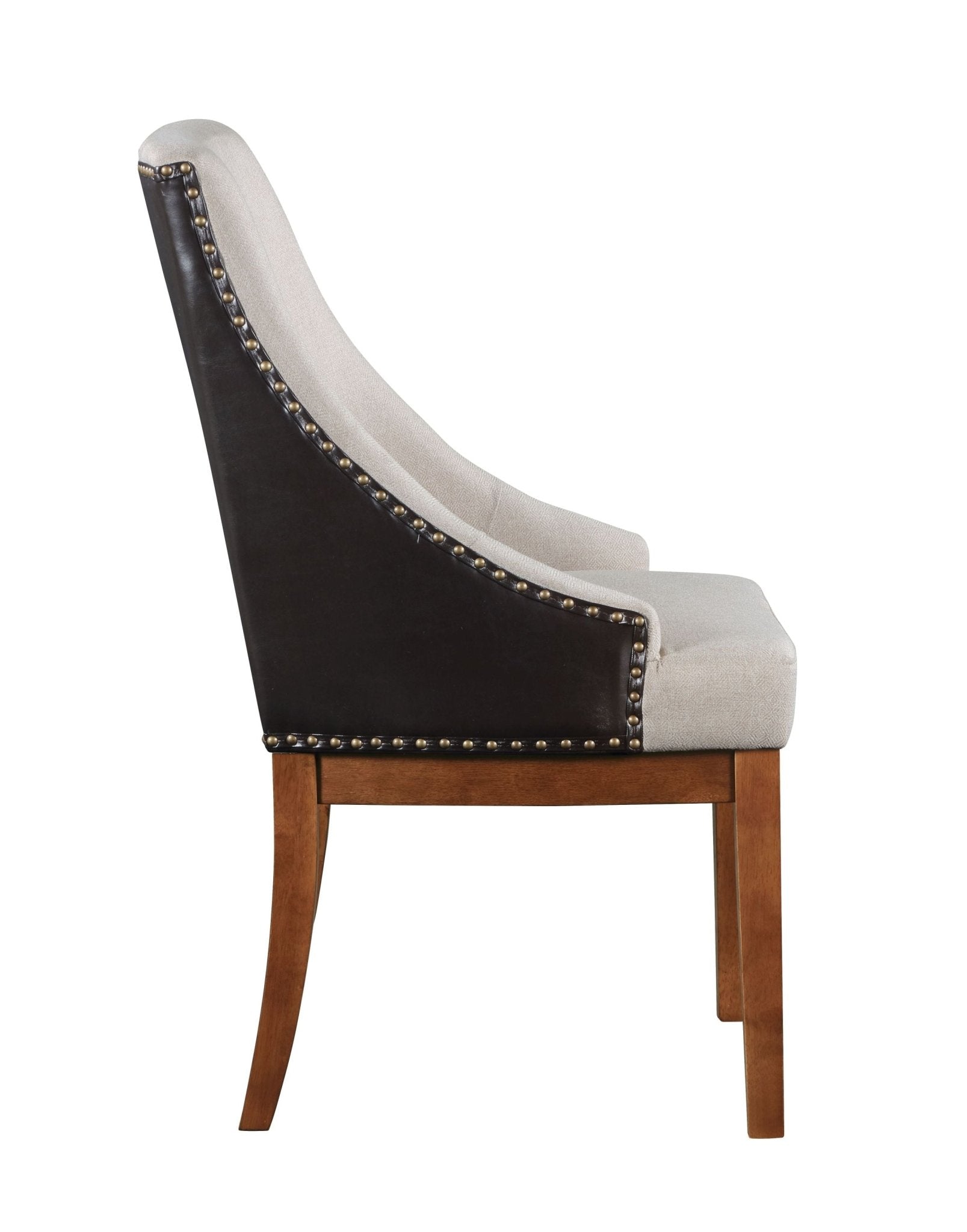 Gilsea Fabric, Brown Synthetic Leather & Brown Finish Side Chair ( Set of 2) - 1st Choice Furniture Direct