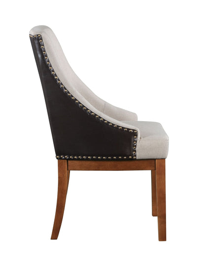 Gilsea Fabric, Brown Synthetic Leather & Brown Finish Side Chair ( Set of 2) - 1st Choice Furniture Direct