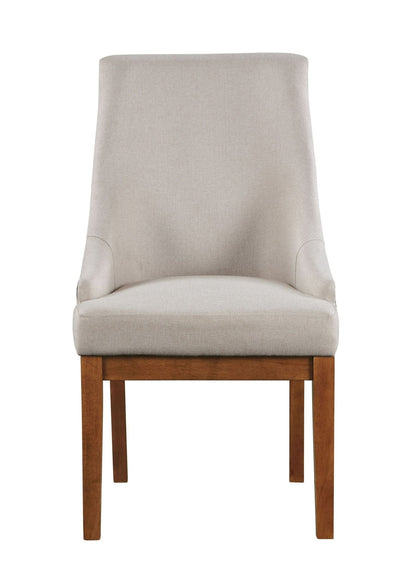 Gilsea Fabric, Brown Synthetic Leather & Brown Finish Side Chair ( Set of 2) - 1st Choice Furniture Direct