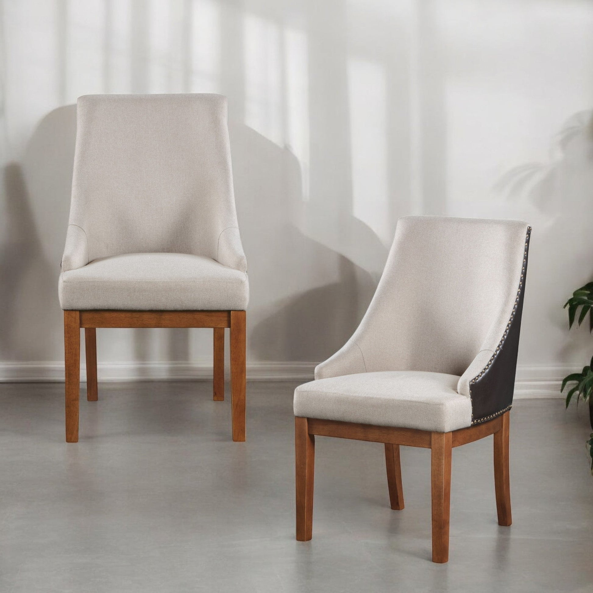 Gilsea Fabric, Brown Synthetic Leather & Brown Finish Side Chair ( Set of 2) - 1st Choice Furniture Direct