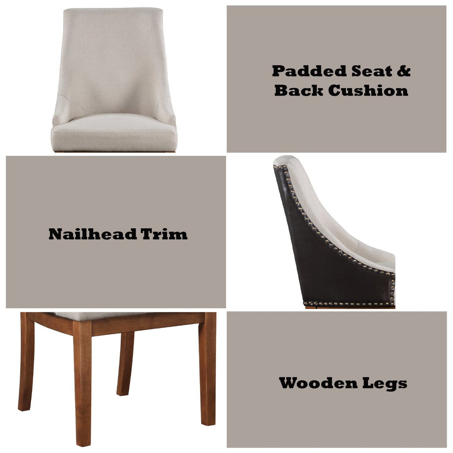 Gilsea Fabric, Brown Synthetic Leather & Brown Finish Side Chair ( Set of 2) - 1st Choice Furniture Direct
