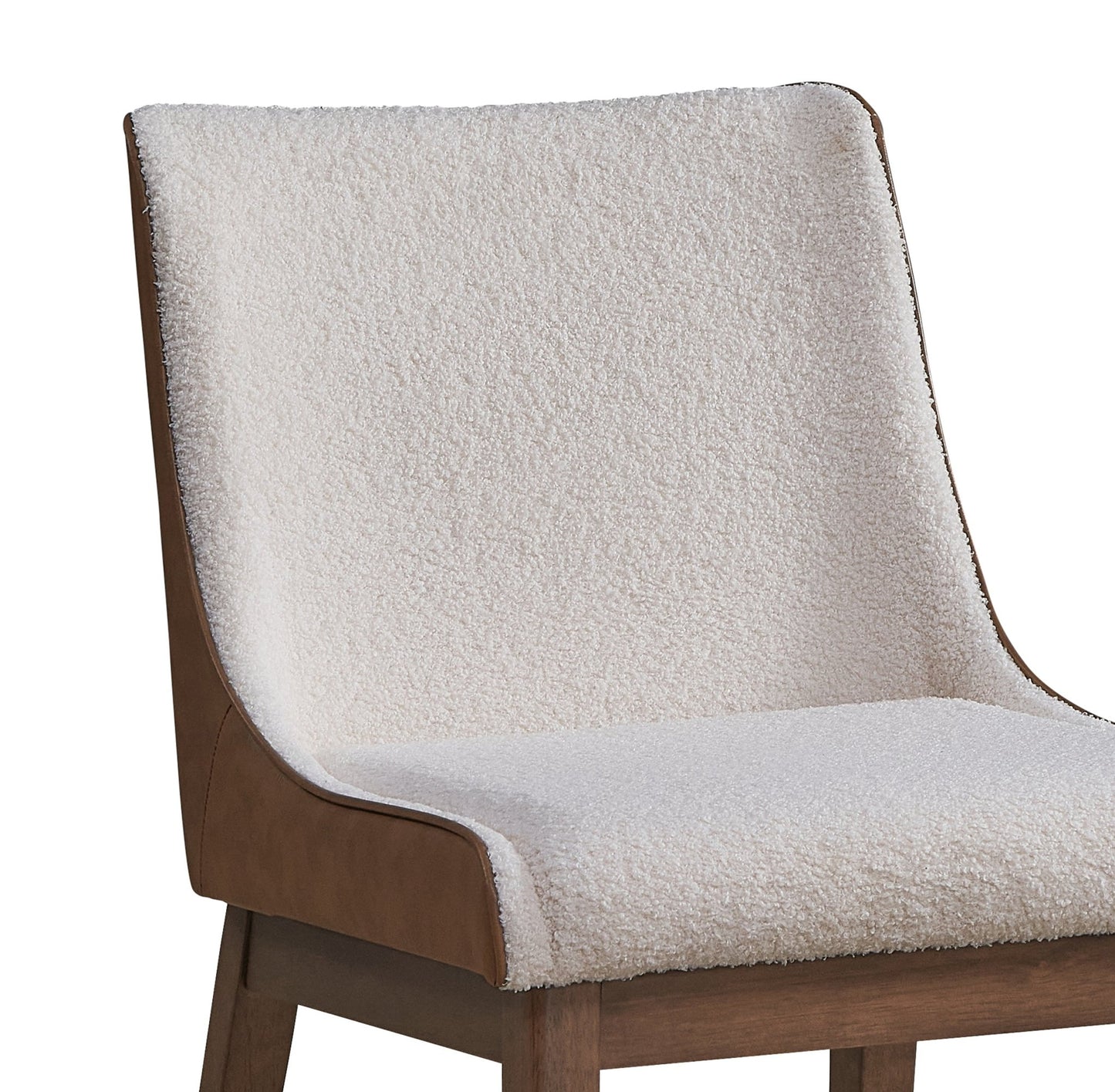 Ginny White Boucle, Brown Velvet & Walnut Finish Side Chair (Set of 2) - 1st Choice Furniture Direct