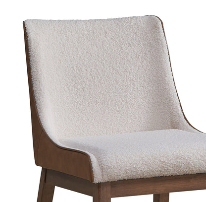 Ginny White Boucle, Brown Velvet & Walnut Finish Side Chair (Set of 2) - 1st Choice Furniture Direct