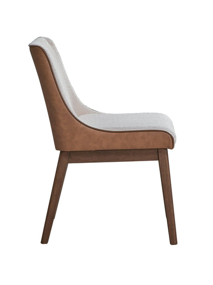 Ginny White Boucle, Brown Velvet & Walnut Finish Side Chair (Set of 2) - 1st Choice Furniture Direct