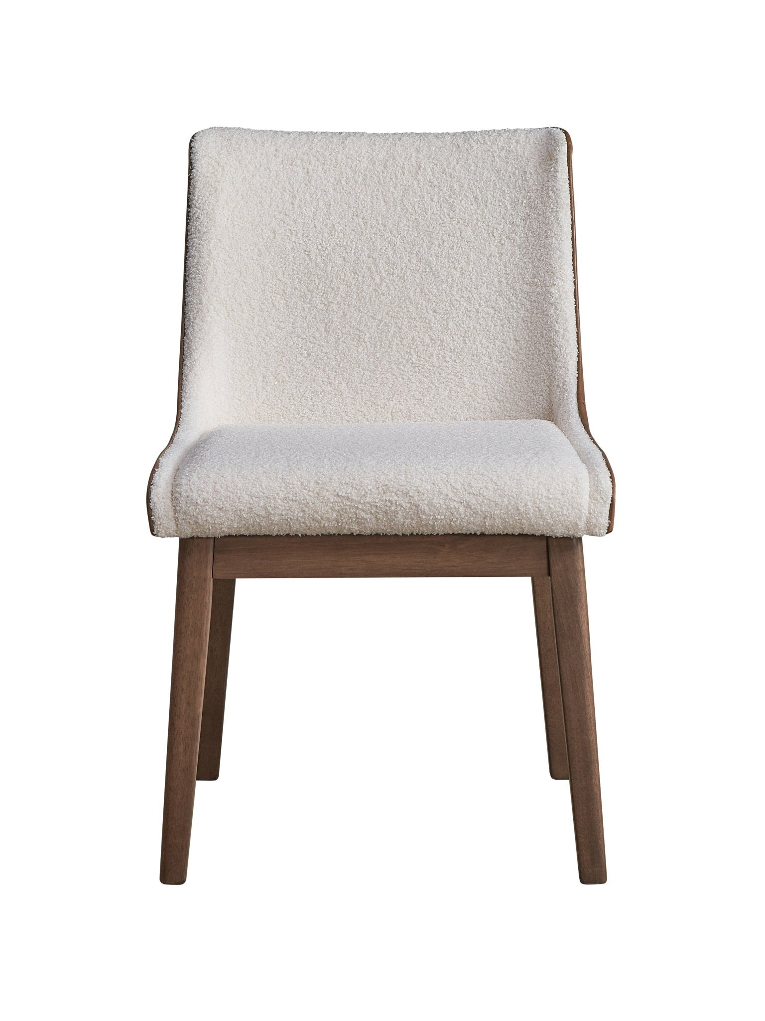Ginny White Boucle, Brown Velvet & Walnut Finish Side Chair (Set of 2) - 1st Choice Furniture Direct