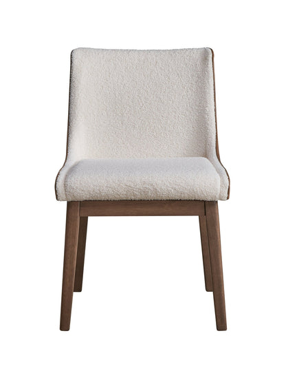 Ginny White Boucle, Brown Velvet & Walnut Finish Side Chair (Set of 2) - 1st Choice Furniture Direct