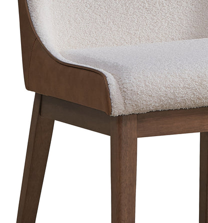 Ginny White Boucle, Brown Velvet & Walnut Finish Side Chair (Set of 2) - 1st Choice Furniture Direct
