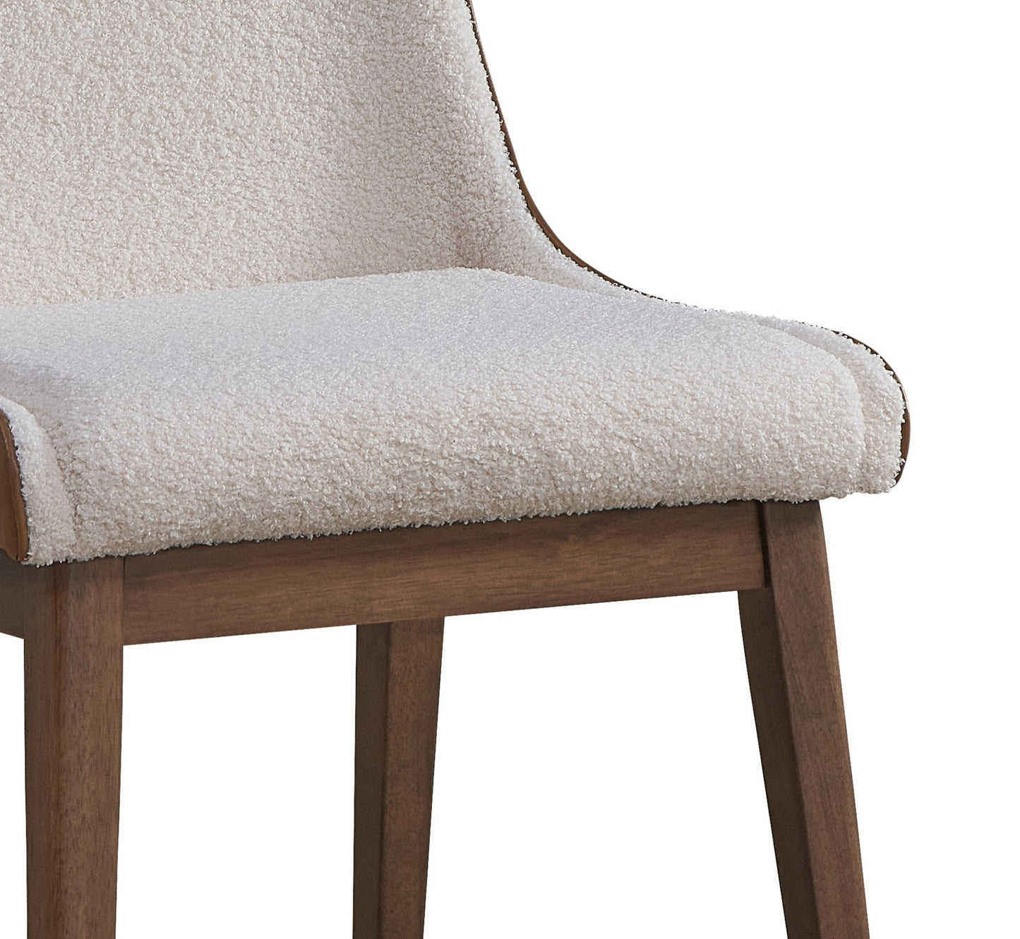 Ginny White Boucle, Brown Velvet & Walnut Finish Side Chair (Set of 2) - 1st Choice Furniture Direct