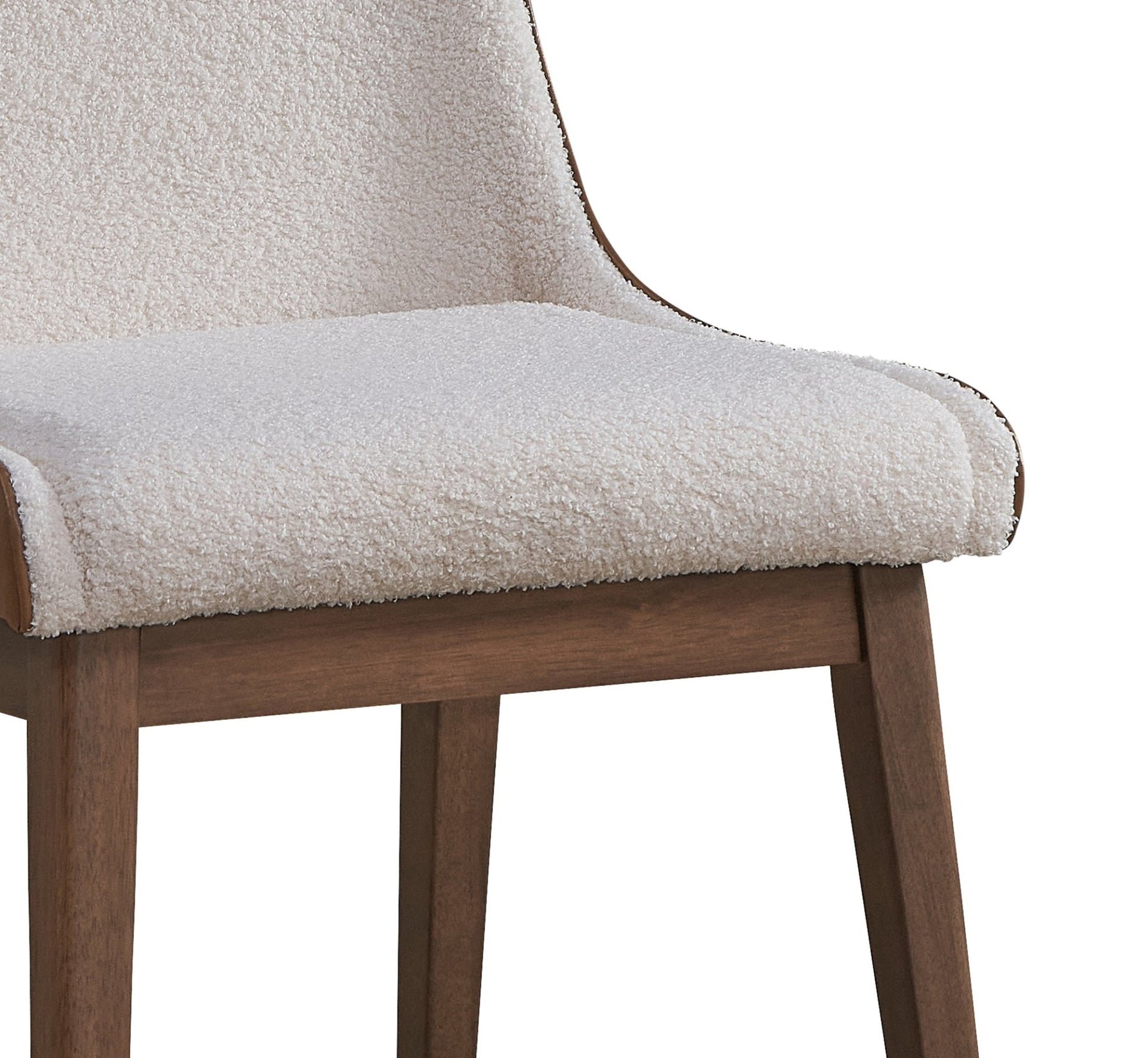 Ginny White Boucle, Brown Velvet & Walnut Finish Side Chair (Set of 2) - 1st Choice Furniture Direct