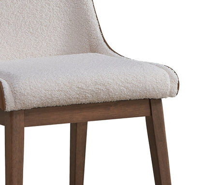 Ginny White Boucle, Brown Velvet & Walnut Finish Side Chair (Set of 2) - 1st Choice Furniture Direct