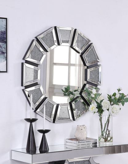 Glam Beveled Wall Mirror with Faux Crystal Inlay - 1st Choice Furniture Direct